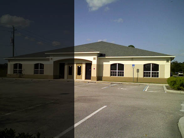 Unit 102 is on the left side of the office building